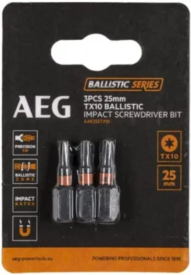 Бита ударная TORX TX10 1/4" L25мм 3шт AEG AAK252TX10 (4932479173)