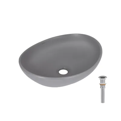 Раковина Qtap Dove 415x340x140 с донным клапаном Каменно-серый