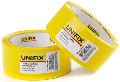 Стрічка клейка пакувальна 200 м 45 мм 40 мкм Unifix Жовта (SKY-5400266)