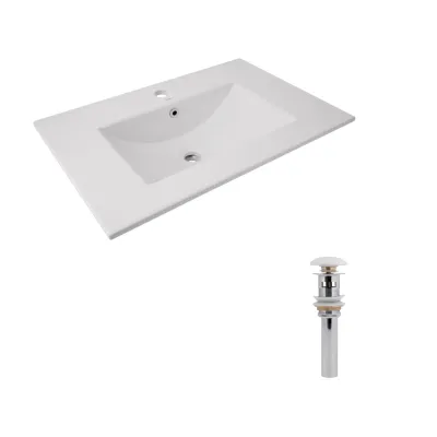 Раковина врезная мебельная прямоугольная Qtap Albatross 720x460x180 мм White с донным клапаном Pop-up PU02O