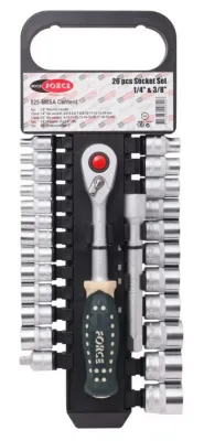 Набор головок 6-гранных 1/4", 3/8" 26 предметов Rockforce (RF-025-5MSA)