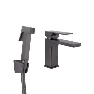 Смеситель для раковины Qtap Gemini 272 Бронзовая сталь (Графит)