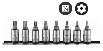 Набор бит в головке 1/4" L=32мм TORX T10H-T40H с отв. 8 шт. Force (20812T)