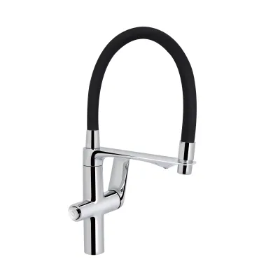 Смеситель для кухни и питьевой воды Qtap Vlasta New 364 Хром / Черный