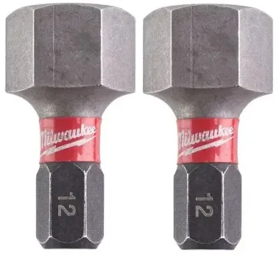 Бита Milwaukee Shockwave 1/4" L25мм HEX H12 (2шт) (4932430900)