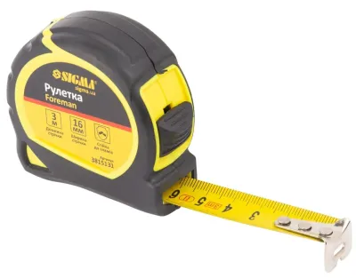 Рулетка обрезиненная без ремешка 3 м х 16 мм Foreman Sigma (3815131)