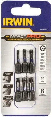 Набор бит Irwin 1/4" L25 мм TORX с отв. 6ед. (IW6061607)
