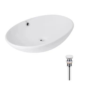 Раковина накладная овальная Qtap Dove 635x420x150 мм White с донным клапаном PU02O