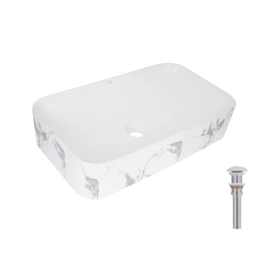 Раковина Qtap Tern 610x350x135 с донным клапаном Мрамор