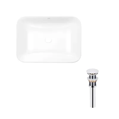 Раковина врезная прямоугольная Qtap Scorpio 615х390х150 мм White с донным клапаном PU02