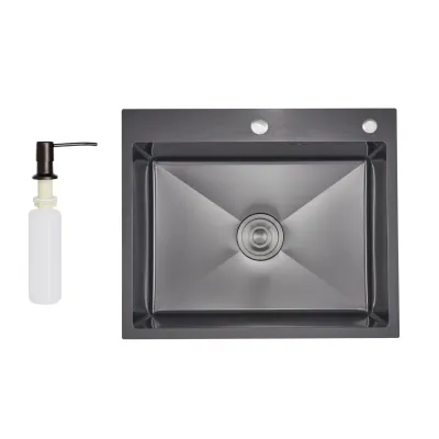 Кухонная мойка Lidz H6050HB 2,5/0,5 Decor Черный