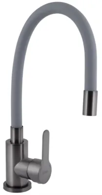 Змішувач для кухні Brinex Pure 015F3 з гнучким виливом Graphite/Grey