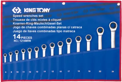 Набор ключей комбинированных с трещоткой King Tony 8-24 мм 14 шт. (12114MRN)
