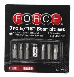 Набор бит 1/4" L35мм TORX T25-T55 7 шт. Force (3071)