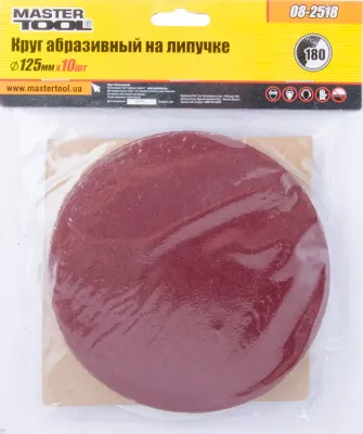 Шлифовальный круг на липучке Ø 125мм P180 (10 шт) MasterTool 08-2518