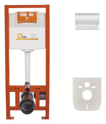 Інсталяція для унітазу Qtap Nest ST 4 в 1 (Клавіша змиву 150x220x13 мм, Chrome, лінійна)