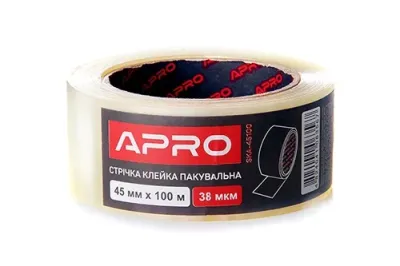 Стрічка клейка пакувальна 100 м 45 мм 38 мкм Apro (SKA-45100)