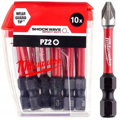 Бита Milwaukee Shockwave 1/4" L50мм PZ2 (10шт) (4932430866)