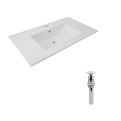 Раковина врезная мебельная прямоугольная Qtap Albatross 820x460x180 мм White с донным клапаном Pop-up PU02O