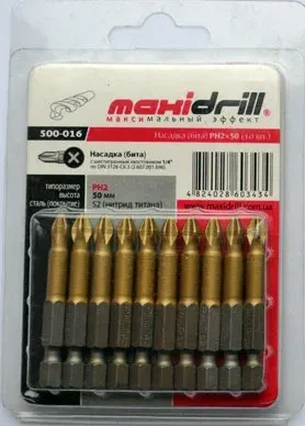 Бита 1/4" L50мм PH3 (кратно 10 шт.) Maxidrill Титан (500-024)