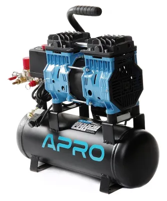 Компресор двоциліндровий безмасляний Apro 0.6кВт 152л/хв 9л (850170)