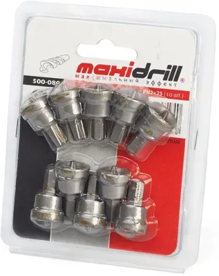 Бита с ограничителем 1/4" L25мм PH2 (кратно 10 шт.) Maxidrill (500-080)
