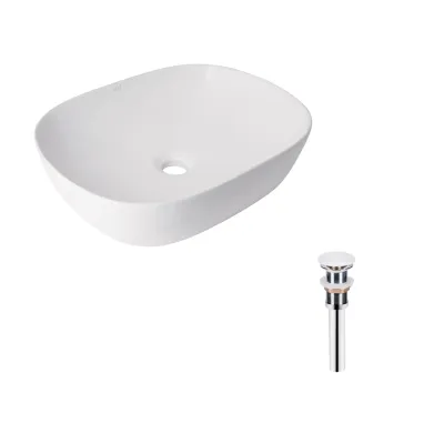 Раковина накладная прямоугольная Qtap Aquarius 470x380x120 мм White с донным клапаном PU02