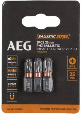 Бита ударная PH3 1/4" L25мм 3шт AEG AAK253PH3 (4932479169)