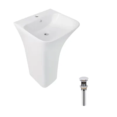 Раковина напольная моноблок Qtap Crow 445x420x840 мм White с донным клапаном PU02O