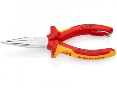 Плоскогубцы с режущими кромками и страховочным креплением Knipex L=160 мм (25 06 160 T)
