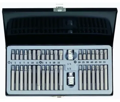Набор бит 10мм HEX, Torx, Spline 40 ед. Force (4401)