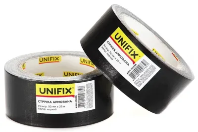 Стрічка клейка армована 25 м 50 мм 150 мкм Unifix Чорний (ARM-5025B)