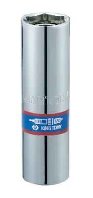 Головка свечная 1/2" 16мм 6-ти гранная с резиновым фиксатором King Tony (463516RC)