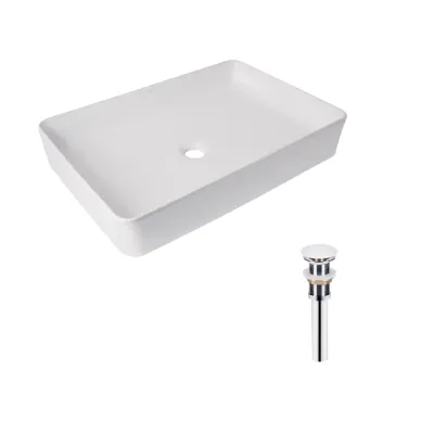 Раковина накладная прямоугольная Qtap Tern 600x400x110 мм White с донным клапаном PU02
