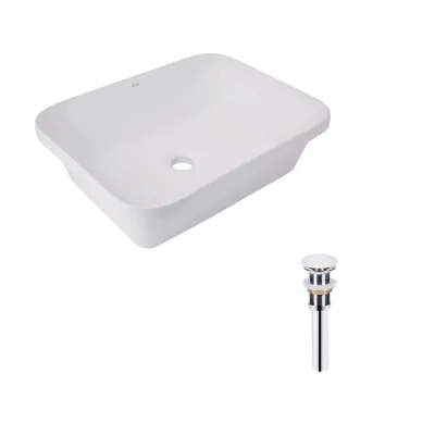 Раковина врезная прямоугольная Qtap Scorpio 510х390х145 мм White с донным клапаном PU02