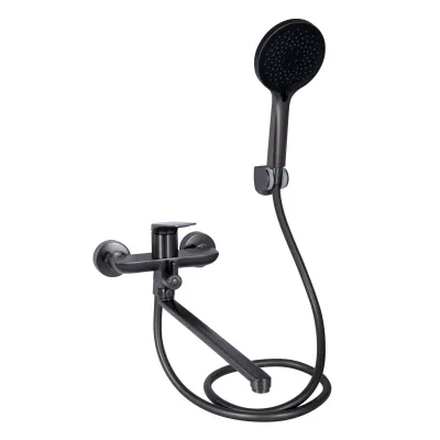 Смеситель для ванны Qtap Vlasta New 260 Оружейная сталь (Графит)