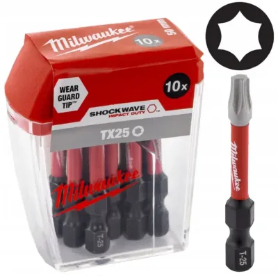 Бита Milwaukee Shockwave 1/4" L50мм TX25 (10шт) (4932430882)