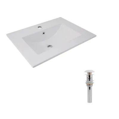 Раковина врезная мебельная прямоугольная Qtap Albatross 620x460x180 мм White с донным клапаном Pop-up PU02O
