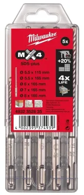 Набор буров по бетону SDS-PLUS MX4 Milwaukee Ø 5.5 - 8.0 мм (5 шт.) (4932352835)