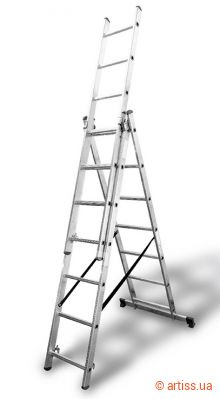 Фото драбина універсальна 3-секційна алюмінієва 3x7 сходинок apro (552001)