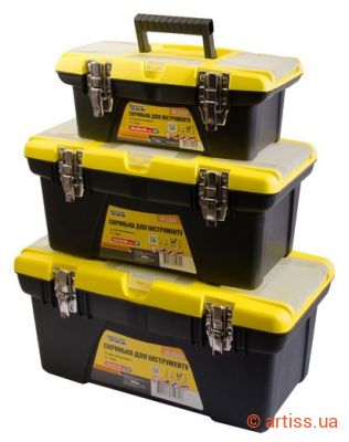 Фото набір скринь для інструментів з металевими замками знімні органайзери 13"/16"/19" mastertool 79-2004