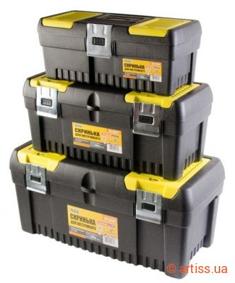 Фото набір скринь для інструментів з металевими замками органайзери 14"/17"/20" mastertool 79-2005