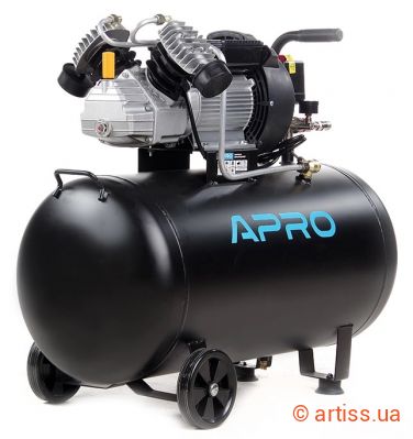 Фото компресор двоциліндровий масляний 2.8квт 430л/хв 100л apro  850179