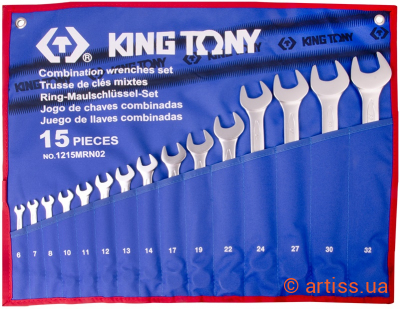 Купити King Tony 6-32 мм 15 од. набір інструментів Фото набір ключів комбінованих king tony 6-32 мм 15 од. (1215mrn02)