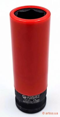 Фото ударна глибока торцева головка 6-гранна 17 мм 1/2" в захисному кожусі forsage (f-4458517c)