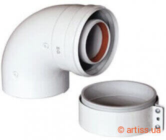 Придбати Baxi KHG 71410141 кут коаксіальний Фото khg 714101410 колено коаксиальное 90° 60/100 для котлов baxi