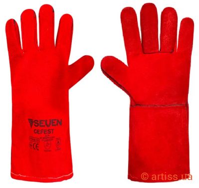 Фото рукавиця крага на підкладці червона довга р10 gefest seven