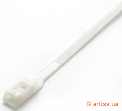 Фото стяжка нейлонова кабельна з низьким профілем замку 8x400 біла apro (ctl-w8400)