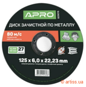 Фото диск зачисний по металу 115х6,0х22,22мм apro (829014)