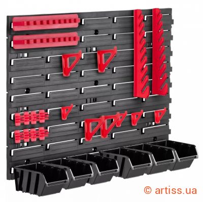 Фото панель навісна для інструментів 58х39см з тримачами та 6 контейнерів kistenberg mix555